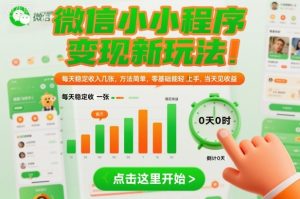 微信小程序变现新玩法，每天稳定收入几张，方法简单，零基础也能轻松上手，当天见收益【揭秘】-每日必学网