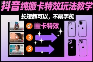 某社群抖音纯搬卡特效玩法教学，长短都可以，不限手机-每日必学网