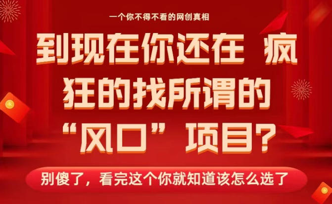 久爱副业网,网赚项目,网赚论坛博客网分享马上26年了，你还在找所谓的风口项目？别傻了，看完这个你全都懂了！【揭秘】