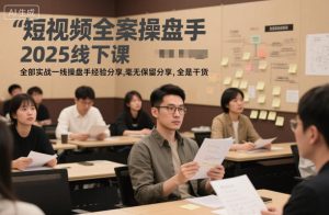 短视频全案操盘手2025线下课，全部实战一线操盘手经验分享，毫无保留分享，全是干货-每日必学网