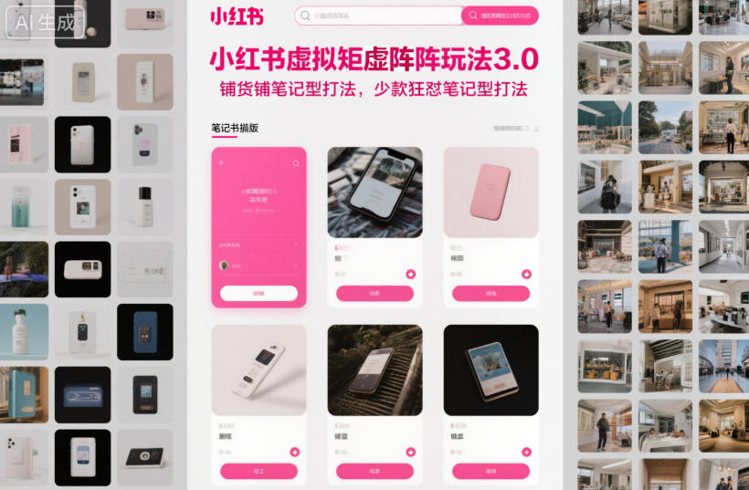 小红书虚拟矩阵玩法3.0，铺货铺笔记型打法，少款狂怼笔记型打法-每日必学网