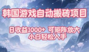韩国游戏自动搬砖项目，日收益1k+，可矩阵放大，小白轻松入手【揭秘】-每日必学网