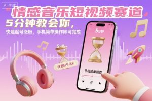 情感音乐短视频赛道，5分钟教会你，快速起号涨粉，手机简单操作即可完成-每日必学网