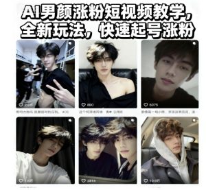 AI男颜涨粉短视频教学，全新玩法，快速起号涨粉-每日必学网