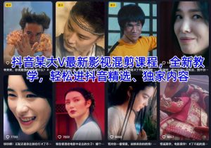 抖音某大V最新影视混剪课程，全新教学，轻松进抖音精选、独家内容-每日必学网
