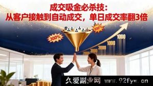 （16432期）吸金成交秘籍：突破客户接触瓶颈，实现自动成交且单日成交率飙升至3倍-每日必学网