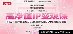 高净值人群IP快速变现秘籍：小红书独特定位策略，爆款文案点赞激增，AI极速打造热门短视频-每日必学网