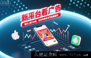 新平台刷广告养机赚钱，单条收益5毛至5元，单机每日进账30 - 100，苹果安卓皆适配，还能批量搞-每日必学网