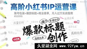 （16442期）超牛小红书IP运营秘籍：从账号包装到爆款标题再到商业接单，月入万实战攻略-每日必学网
