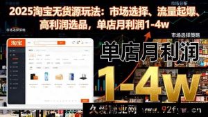 （16445期）2025淘宝无货源秘籍：精准市场选品、流量飙升及高利润玩法，单店月赚1至4万-每日必学网