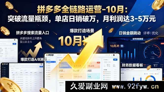 图片[1]-（16462期）拼多多全链路运营 10 月秘籍：打破流量困局，实现单店日销破万与月赚 3 至 5 万-每日必学网