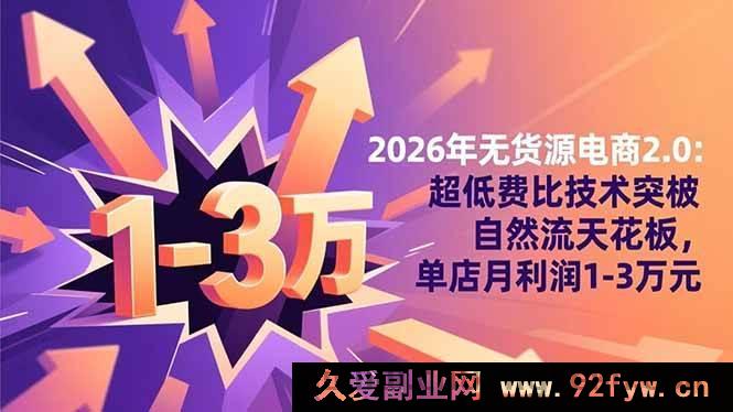 图片[1]-（16504期）2026年无货源电商进阶版：超低成本技术冲破自然流上限，单店月赚1至3万-每日必学网