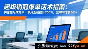 （16511期）超级销冠爆单秘籍：极速提成交率，月业绩飙升200%，复购率猛涨50%-每日必学网