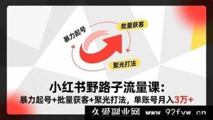 （16513期）小红书超牛流量秘籍：独特起号+海量获客+高效聚光，单号月赚3万+新玩法-每日必学网