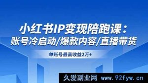 （16550期）小红书IP变现特训课：从账号冷启动到爆款打造及直播带货，单账号超2万收益秘籍-每日必学网