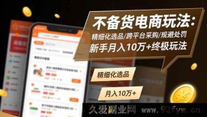 16577期！电商新手必看：不备货玩法大揭秘，精细化选品+跨平台采购+规避处罚，月入10万+不是梦-每日必学网