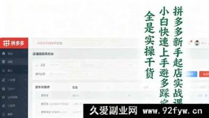 16584期拼多多新手开店秘籍：助小白速上手运营，绕开陷阱，实操干货满满-每日必学网