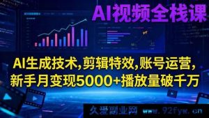 （16603期）AI视频全栈秘籍：掌握生成、剪辑、运营，新手月入5000+且播放破千万-每日必学网