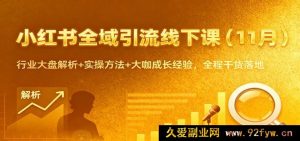 11月小红书全渠道引流线下课程：市场态势剖析+实战技巧+大咖进阶秘籍，满满干货超实用-每日必学网