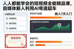 人人都能学会的短视频全能精品课，自媒体新人利用AI弯道超车-每日必学网