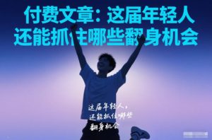 付费文章：这届年轻人，还能抓住哪些翻身机会-每日必学网