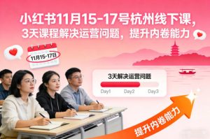 小红书11月15-17号杭州线下课,3天课程解决运营问题,提升内卷能力【音频+PPT图片】-每日必学网