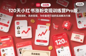 120天小红书涨粉变现训练营Pro版,精准涨粉,高效变现,为你量身打造的实战解决方案-每日必学网