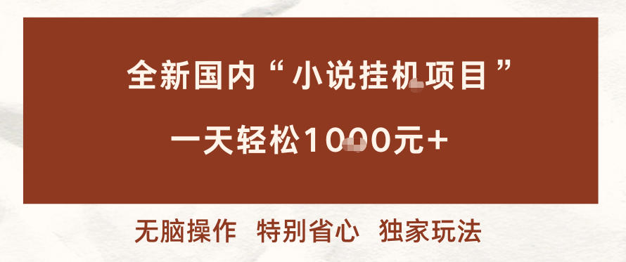 久爱副业网,网赚项目,网赚论坛博客网分享全新国内小说挂G项目,多窗口无脑跑,一天轻松1k+,特别省心【揭秘】