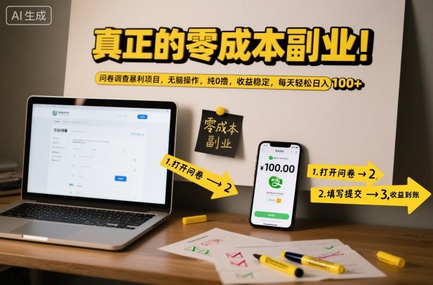 久爱副业网,网赚项目,网赚论坛博客网分享真正的零成本副业！问卷调查暴利项目，无脑操作，纯0撸，收益稳定，每天轻松日入100+【揭秘】