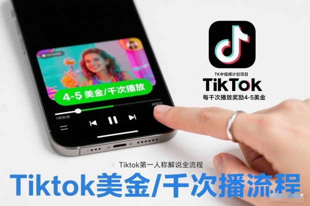 TK中视频计划项目,Tiktok第一人称解说流程,每干次播放奖励4-5美金-每日必学网