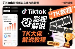 Tiktok影视解说文案与选题课，TK大佬影视解说教程，带你出海賺美刀（更新）-每日必学网