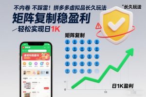 不内卷不踩雷!拼多多虚拟品长久玩法,矩阵复制稳盈利,轻松实现日1K【揭秘】-每日必学网