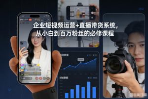 企业短视频运营+直播带货系统，从小白到百万粉丝的必修课程-每日必学网