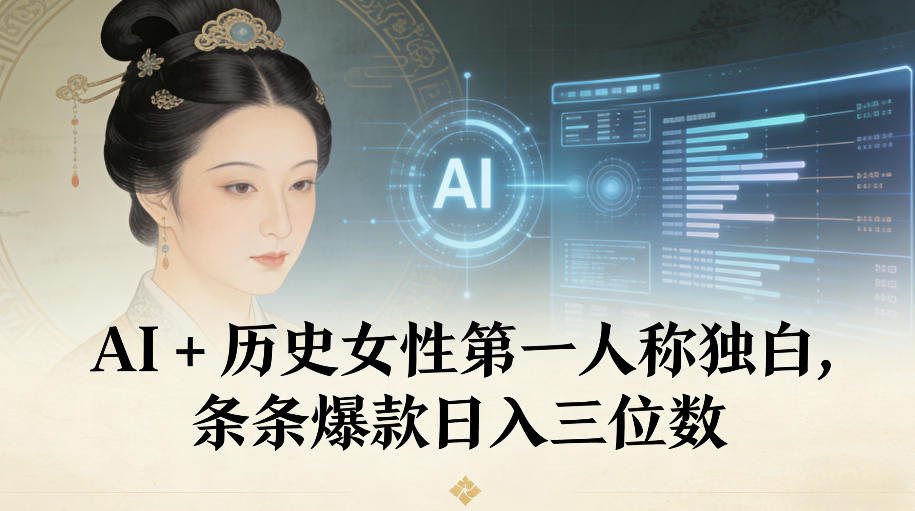 AI+历史女性第一人称独白，条条爆款日入三位数-每日必学网