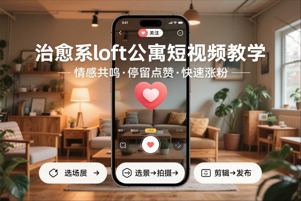 久爱副业网,网赚项目,网赚论坛博客网分享治愈系loft公寓短视频制作教学，情感共鸣引停留点赞关注，快速起号涨粉