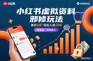 小红书虚拟资料邪修玩法，单价68，轻松入账3W，信息差玩法，市场庞大-每日必学网
