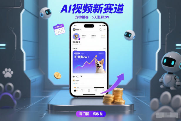 AI视频新赛道，宠物播客仅注册5天涨粉2W，收益非常可观-每日必学网