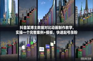 抖音某博主数据对比动画制作教学，实操完整案例+模板，快速起号涨粉-每日必学网