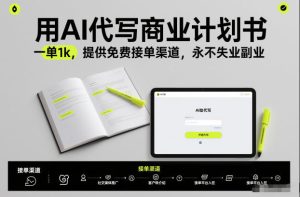 用AI代写商业计划书，一单1k，提供免费接单渠道，永不失业副业-每日必学网