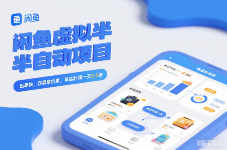 闲鱼虚拟半自动项目，出单快，容易拿结果，单店利润一天3-5张-每日必学网