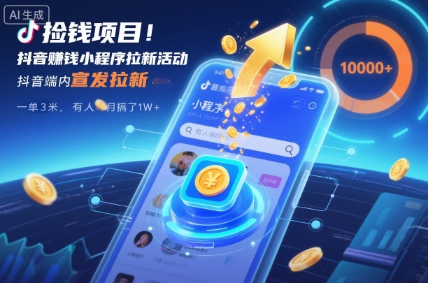 久爱副业网,网赚项目,网赚论坛博客网分享捡钱项目！抖音賺钱小程序拉新活动，抖音端内宣发拉新，一单3米，有人半个月搞了1W+