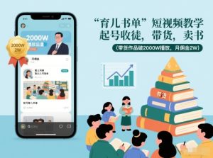 育儿书单短视频教学，起号收徒，带货，卖书（带货作品破2000W播放，月佣金2W）-每日必学网