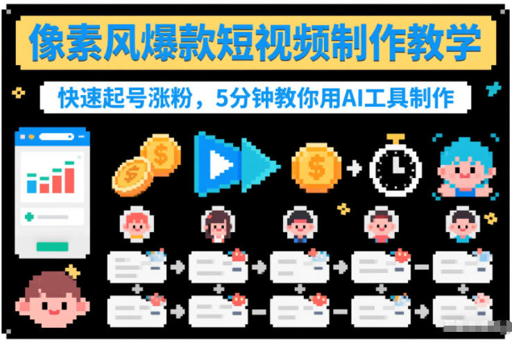 久爱副业网,网赚项目,网赚论坛博客网分享像素风爆款短视频制作教学，快速起号涨粉，5分钟教你用AI工具制作
