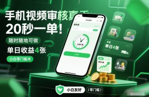 手机视频审核真香！20秒一单，随时随地可做，单日收益4张，小白零门槛冲【揭秘】-每日必学网