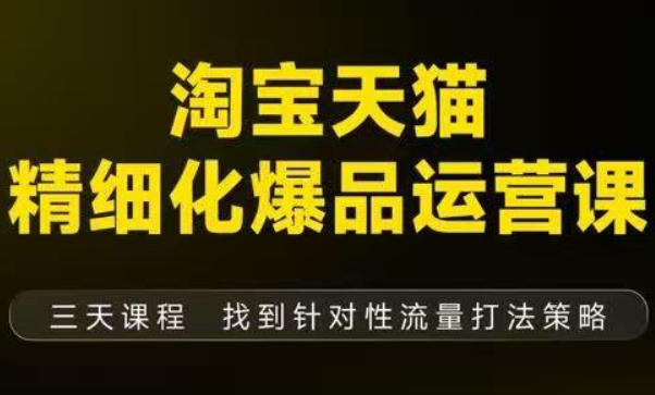 久爱副业网,网赚项目,网赚论坛博客网分享淘宝天猫精细化爆品运营(9月12-14杭州线下课),全方位拆解爆品打造逻辑【音频+字幕+文档】