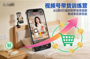 视频号带货训练营，从0到1打造你的带货变现路，低成本在家创业-每日必学网