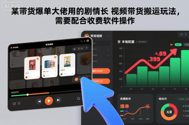某带货爆单大佬用的剧情长视频带货搬运玩法,需要配合收费软件操作-每日必学网