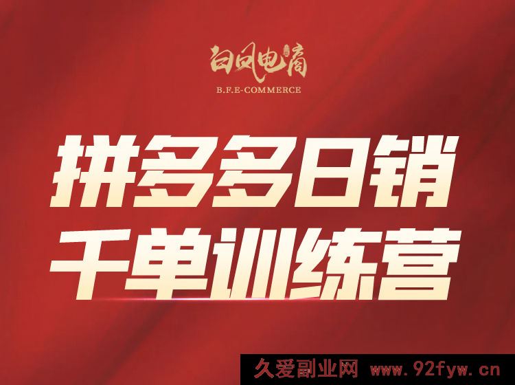 图片[1]-白凤电商学院·拼多多日销千单训练营2025年11月更新(价值4999元)_-每日必学网