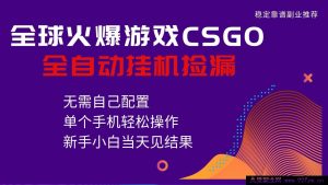 超火游戏CSGO全自动捡漏秘籍，全新独家玩法，单手机轻松操作，新手小白日赚500+-每日必学网