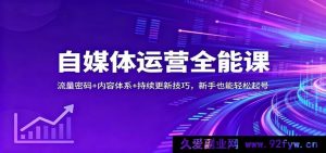 自媒体运营秘籍课：流量诀窍+内容架构+持续更新攻略，小白轻松起账号-每日必学网